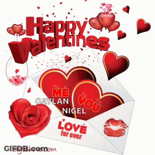 Valentine's Day Greeting Card With Hearts In Envelope GIF