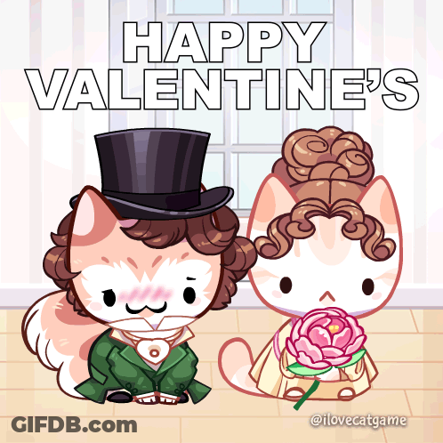 Valentine's Day Greeting Card With Two Cats Happy Valentine's GIF