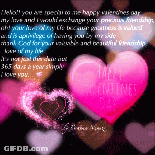 Valentine's Day Greeting From Dianna Nunez With Pink Hearts GIF