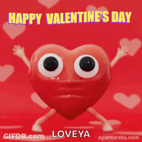 Valentine's Day Heart With Eyes And Arms GIF