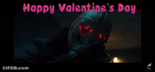 Valentine's Day Man Mask With Hearts In Eyes GIF