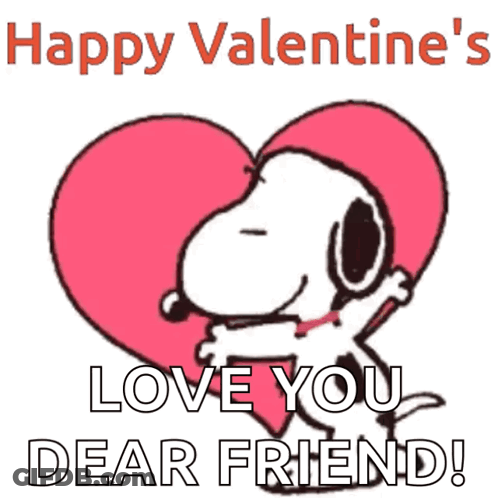 Valentine Snoopy Hugging A Heart GIF