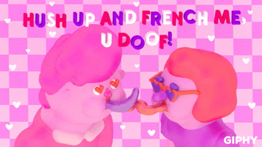 Valentines Day Couple Smooch Animation GIF
