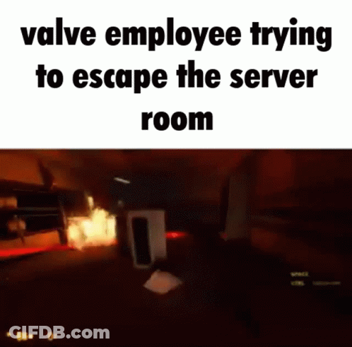 Valve Employee Escaping Server Room With Video Game GIF