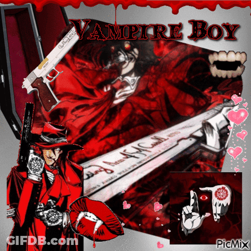 Vampire Boy With Gun And Sword GIF