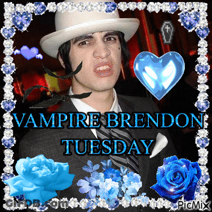 Vampire Brendon Tuesday With Roses And Hearts GIF