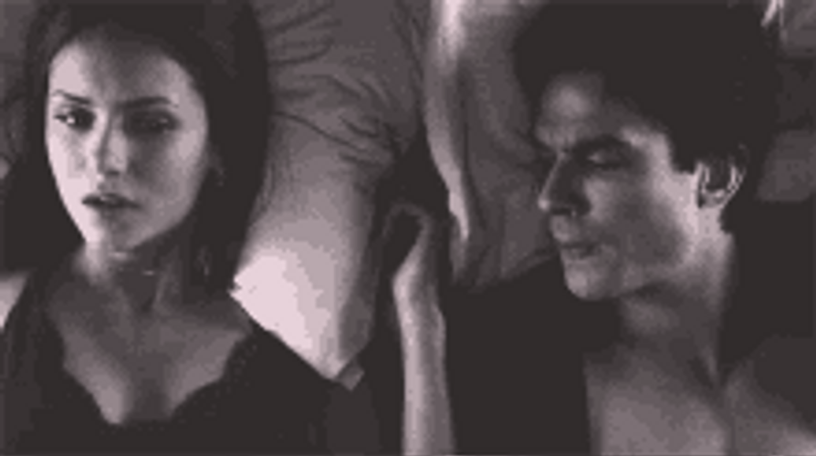 Vampire Diaries Damon Katherine Lying Bed Hot GIF