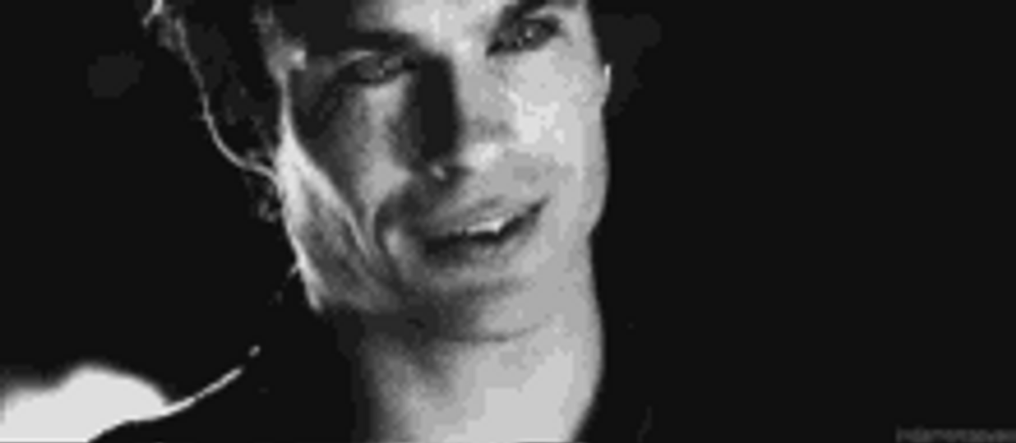 Vampire Diaries Damon Salvatore Smile Fangs GIF