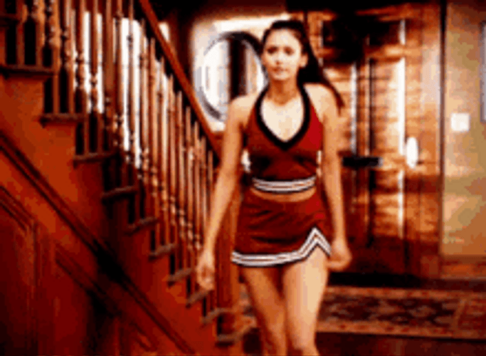 Vampire Diaries Elena Gilbert Cheerleader Sexy Outfit GIF