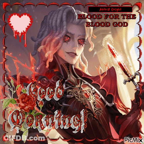 Vampire Holding Sword Good Morning Card GIF