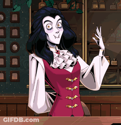 Vampire In Red Vest With Bats GIF