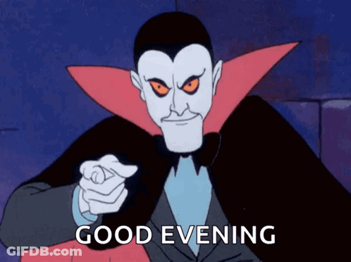 Vampire Pointing With Good Evening GIF