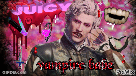 Vampire With Juicy Vampire Babe GIF