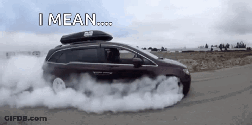 Van Driving With Smoke Out Of Tires GIF