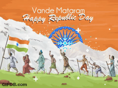 Vande Mataram Happy Republic Day Poster With People GIF