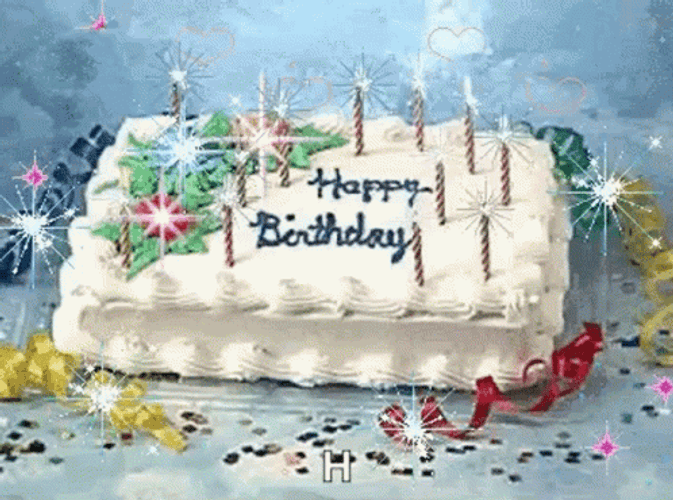 Vanilla Happy Birthday Cake GIF