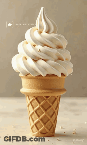 Vanilla Ice Cream Cone Made With Pika GIF