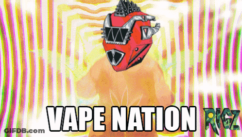 Vape Nation Logo Red Helmet Psychedelic Background GIF