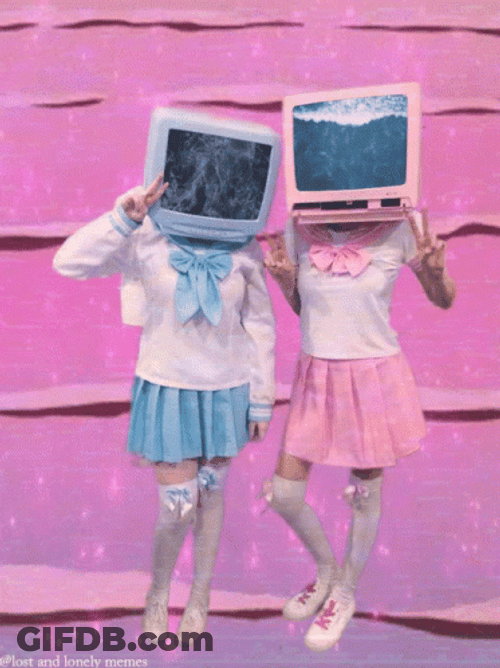 Vaporwave Aesthetic Monitor Girls GIF