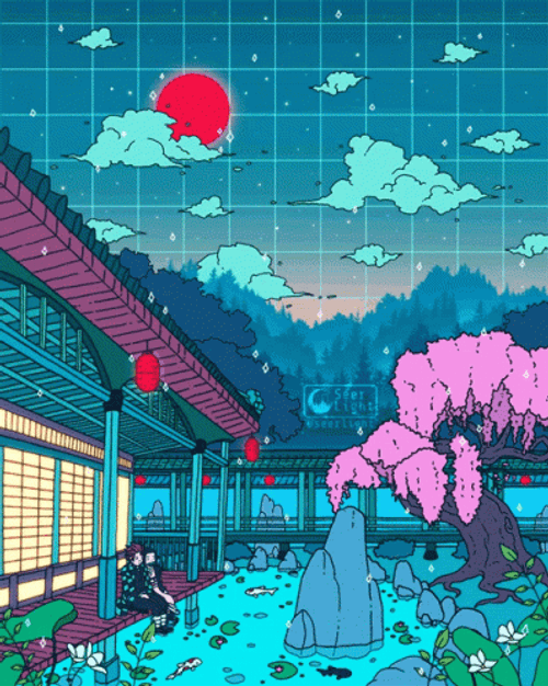 Vaporwave Demon Slayer GIF