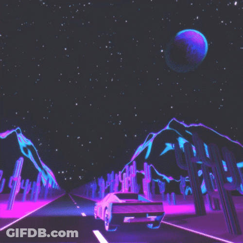 Vaporwave Moving Car Desert GIF