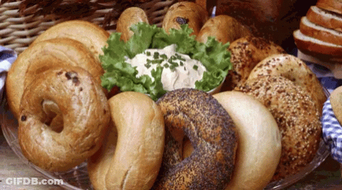 Variety Of Bagels On Glass Plate GIF