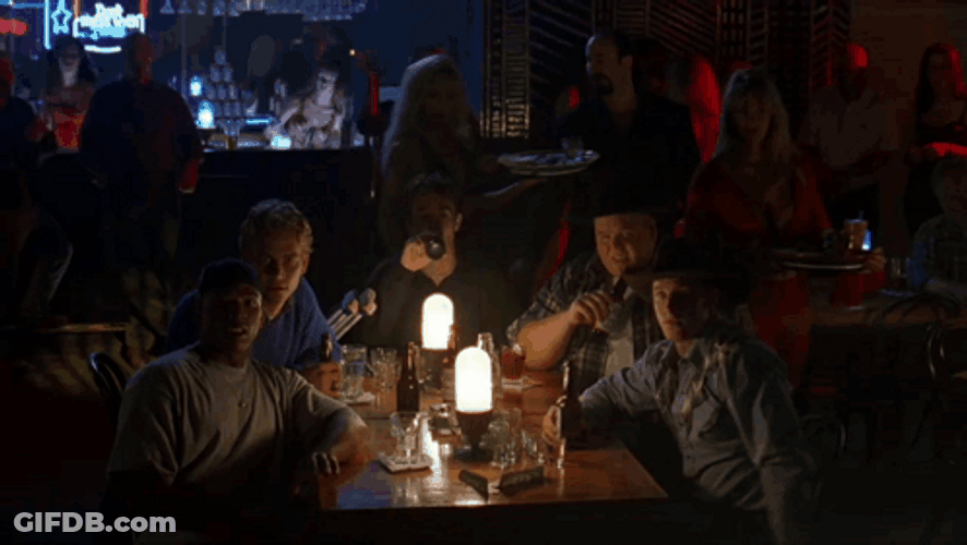 Varsity Blues Football Team At A Bar GIF
