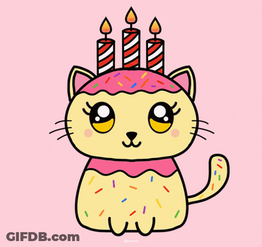 Vector Cute Birthday Cat Candle Hat GIF