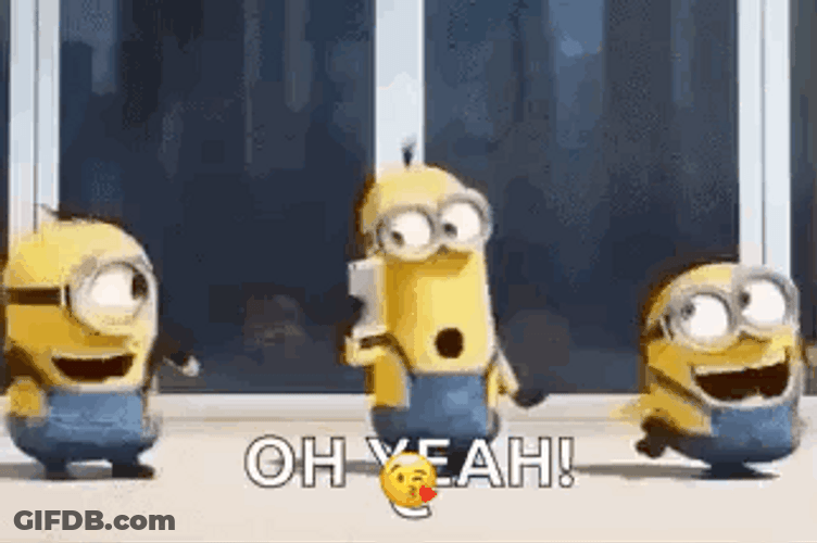 Vector Oh Yeah Dancing Three Minions GIF