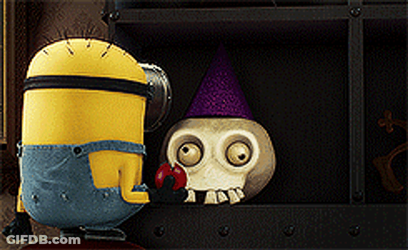 Vector Oh Yeah Minion Playing With Skull GIF
