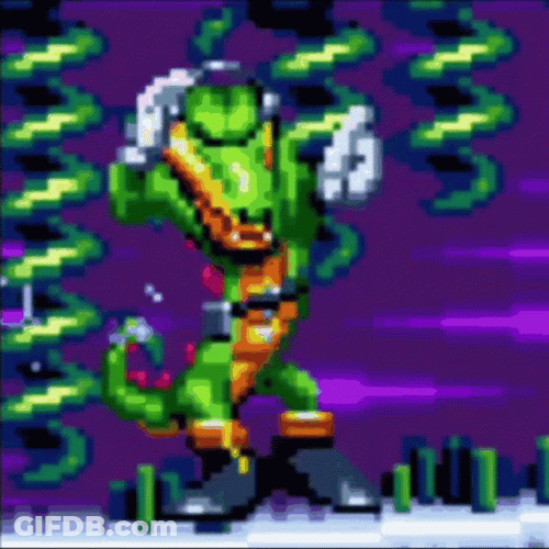 Vector The Dancing Crocodile In Pixel Art GIF