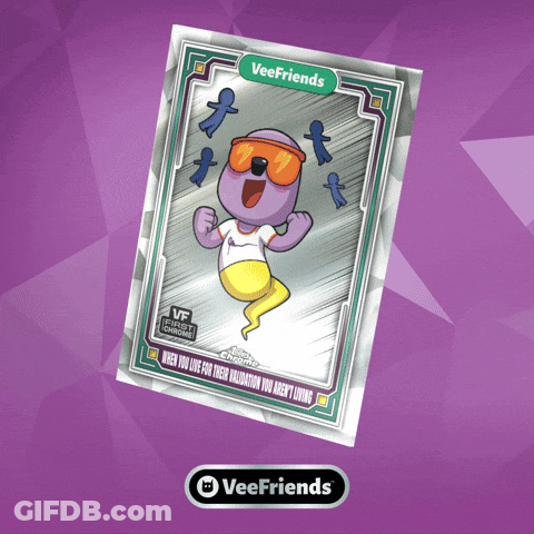 Veefriends Card With Purple Cartoon Character GIF