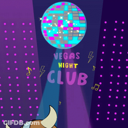 Vegas Night Club Advertisement With Disco Ball GIF