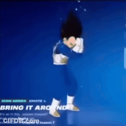 Vegeta From Dragon Ball Z Is Dancing In A Video Game Called Fortnite GIF