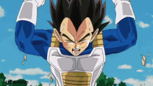 Vegeta From Dragon Ball Z Is Flying Through The Air With His Arms Outstretched GIF