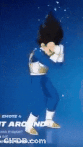 Vegeta Is Dancing In A Video Game With A Blue Background GIF