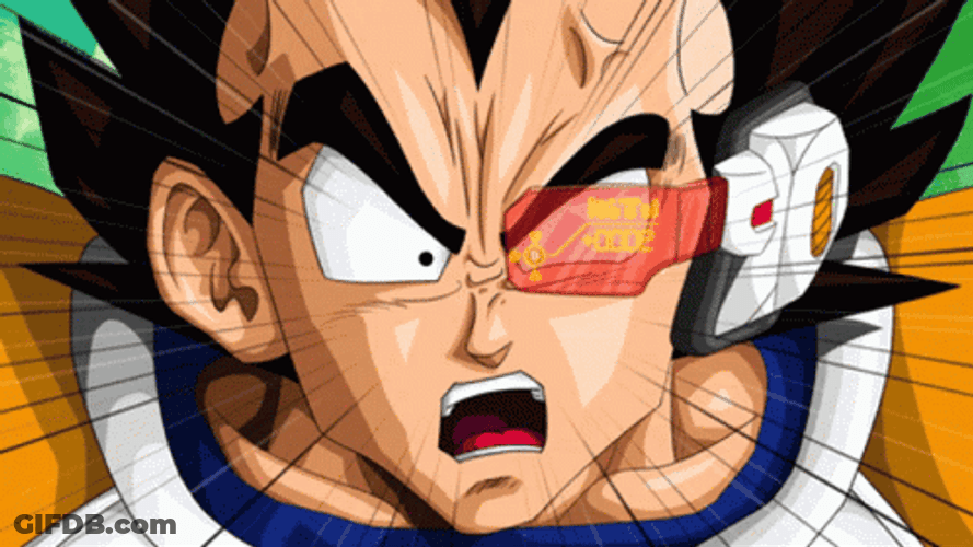 Vegeta Shock Over 9000 Wearing Scouter GIF