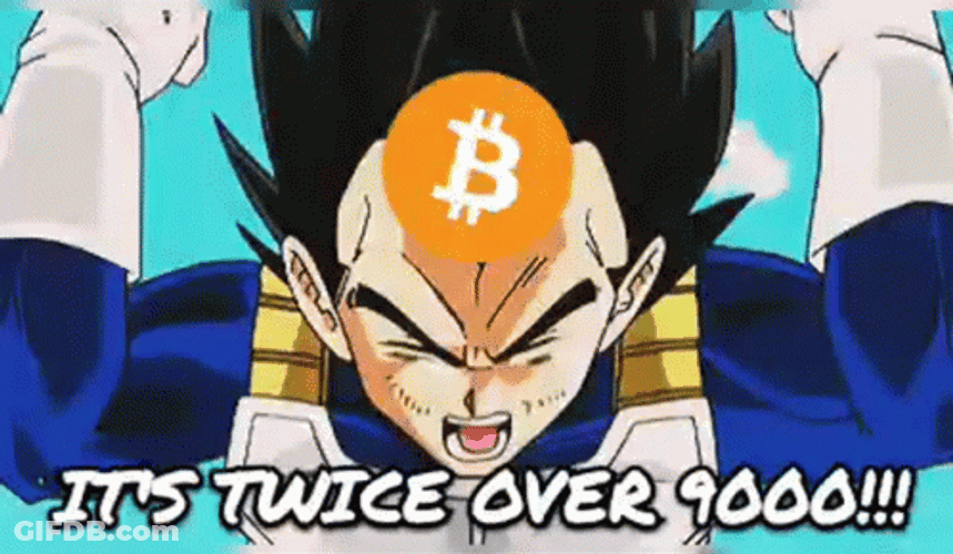 Vegeta With Bitcoin Logo It's Twice Over 9000 Shouting GIF