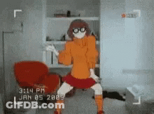 Velma Scooby Doo Dancing In Living Room January 25 2009 GIF