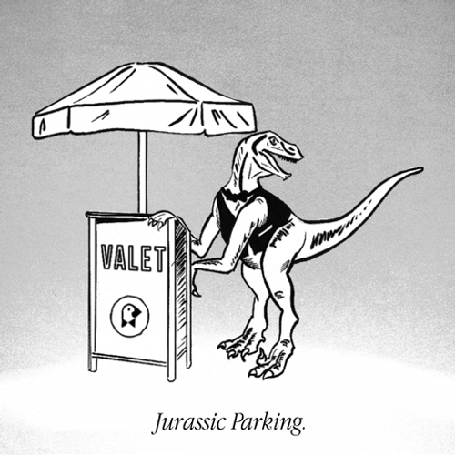 Velociraptor As Hotel Valet GIF