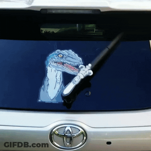 Velociraptor As Windshield Wiper GIF