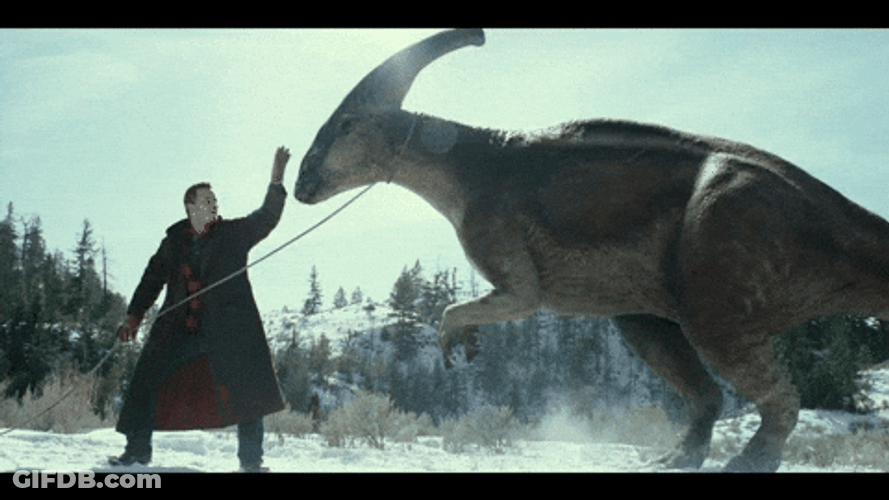 Velociraptor Being Tamed By Man GIF