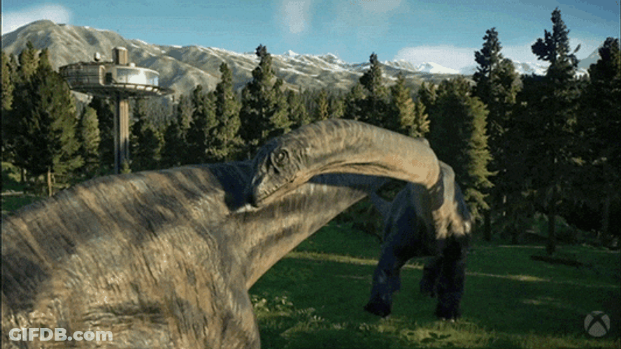 Velociraptor-Looking Dinos Gliding Necks GIF