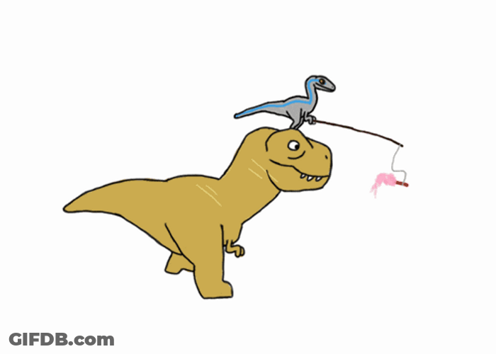 Velociraptor On T Rex GIF
