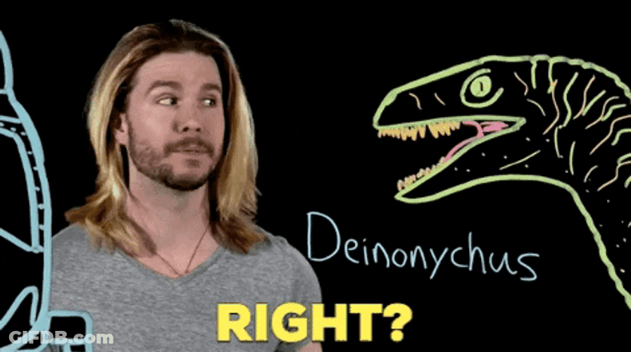 Velociraptor Sharp Beak With Man GIF