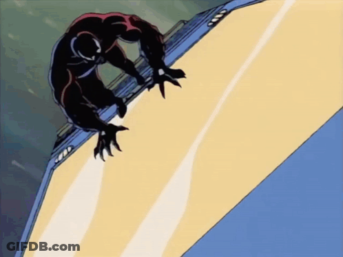 Venom Crawling On Wall With Claws Outstretched GIF