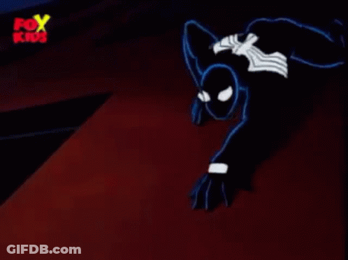 Venom Is Holding A Piece Of Paper In His Hand In A Cartoon . GIF