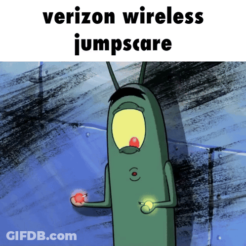Verizon Wireless Jumpscare Is Written On A Cartoon Character GIF