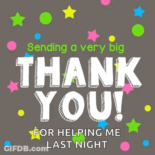 Very Big Thank You For Helping Me Last Night GIF