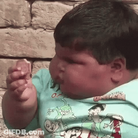 Very Fat Boy Eating Bread GIF